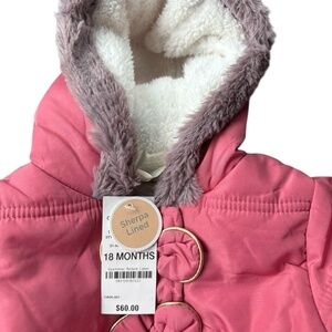 NEW WITH TAGS First Impressions Baby Bunting Pink Snowsuit Faux Fur 18 Months